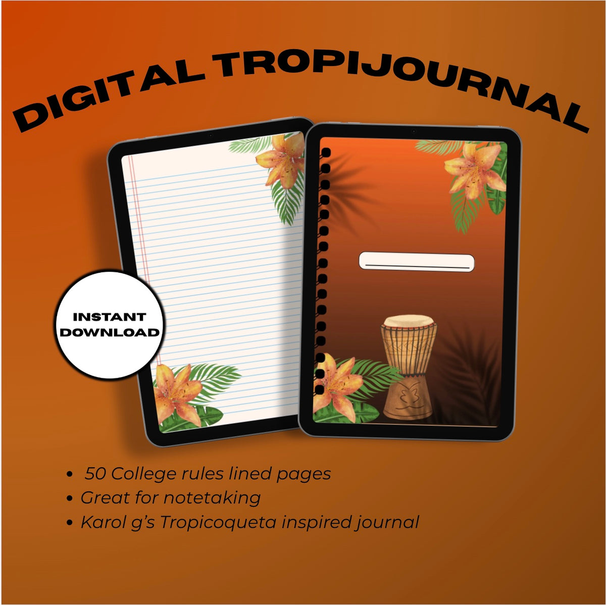 TropiJournal — Digital Lined College Ruled Journal